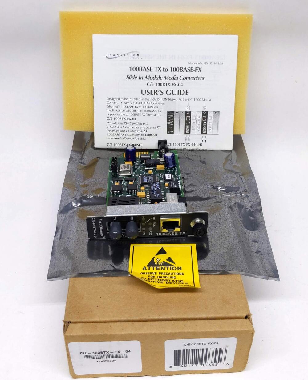 Transition 100Base-TX to 100Base-FX Slide-in-Module Media Convertor - NEW Open
